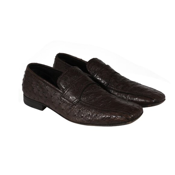 Prada Mens Penny Loafers US 8 UK 7 Brown Ostrich Leather Slip On Moccasin Shoe main image 7